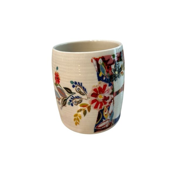 Handmade Floral Ceramic Mug By Paula Hellmann 12 Oz Capacity White With Multicol - Picture 6 of 8